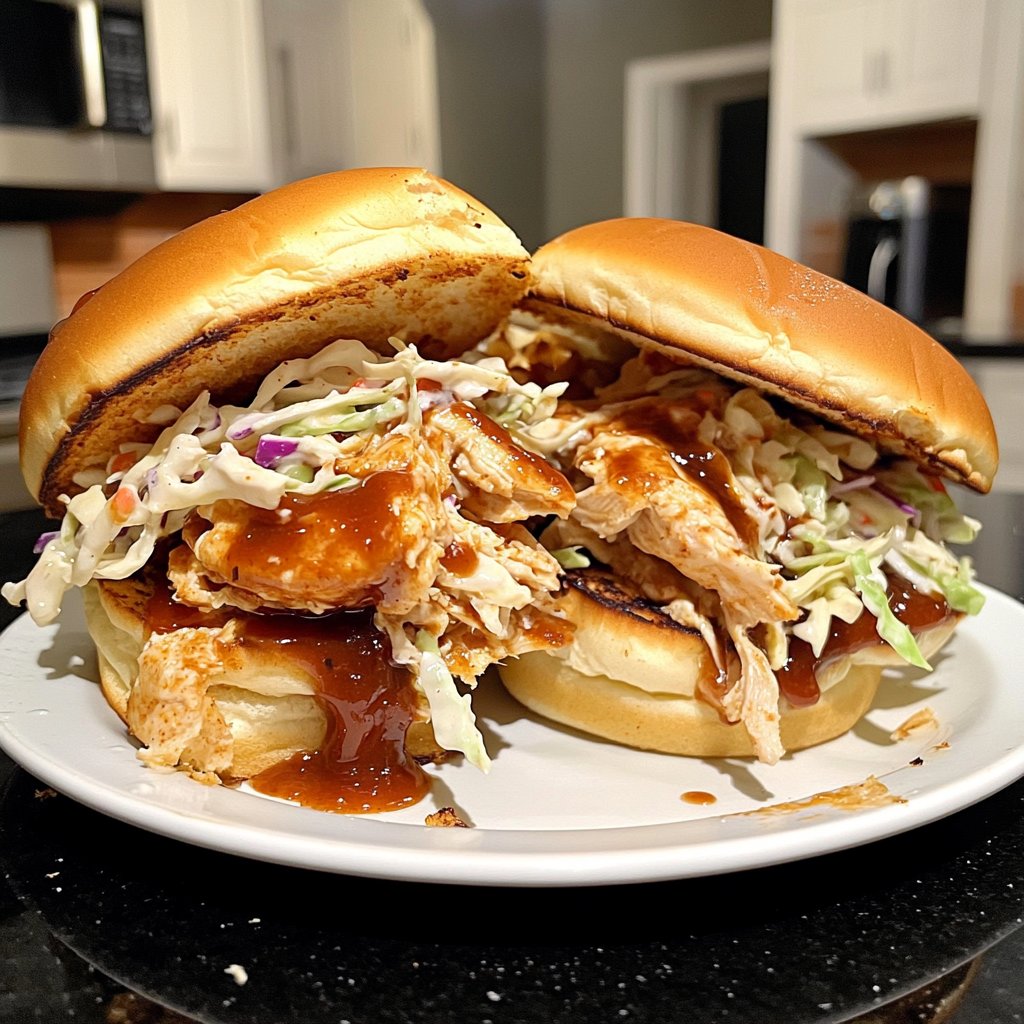 Spicy Crockpot BBQ Chicken Sandwiches