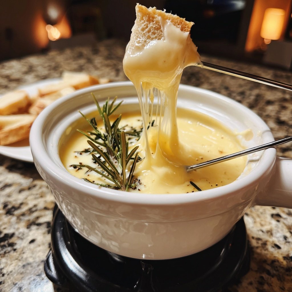Fondue with White Cheddar and Rosemary