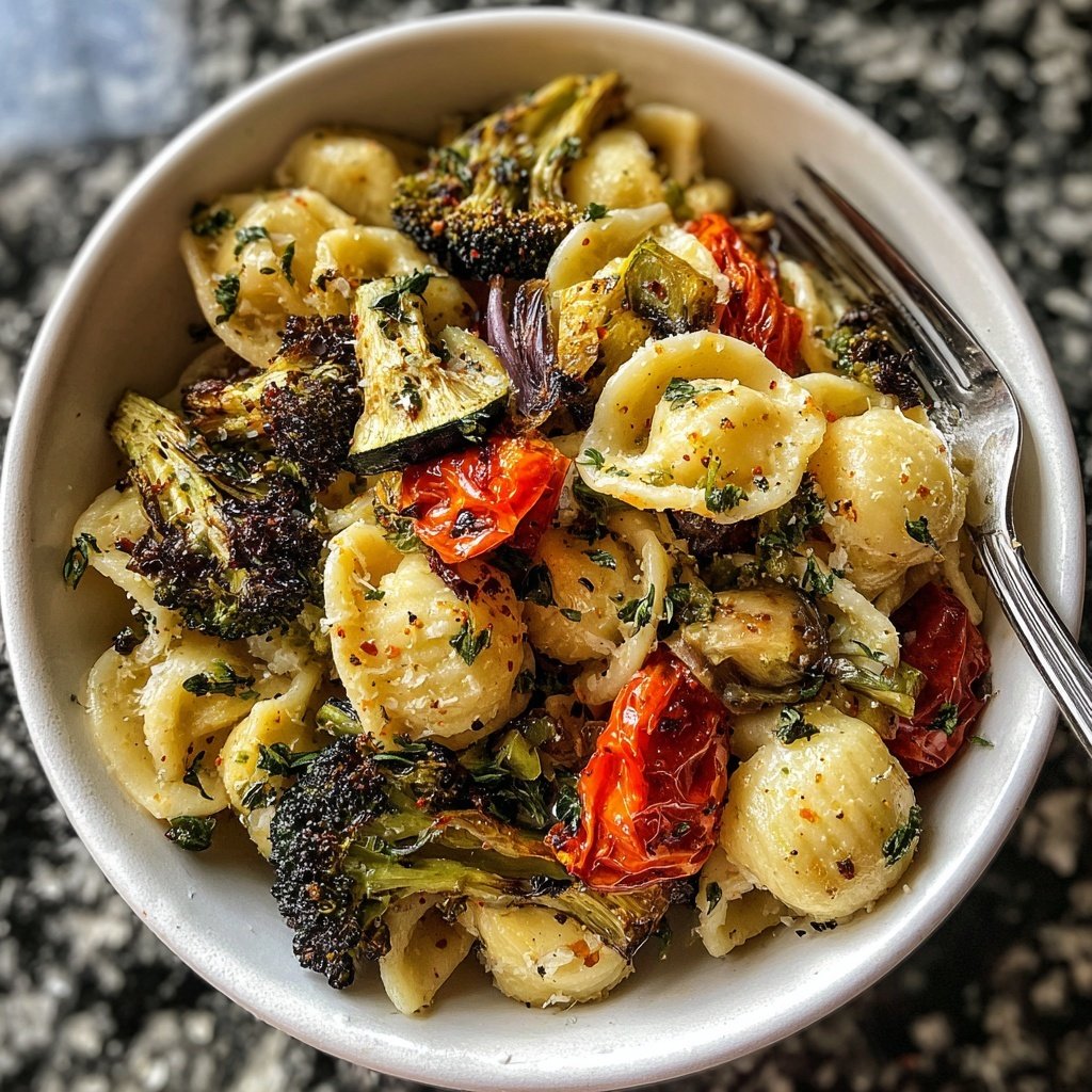 Healthy Lunch Roasted Vegetable Pasta Salad