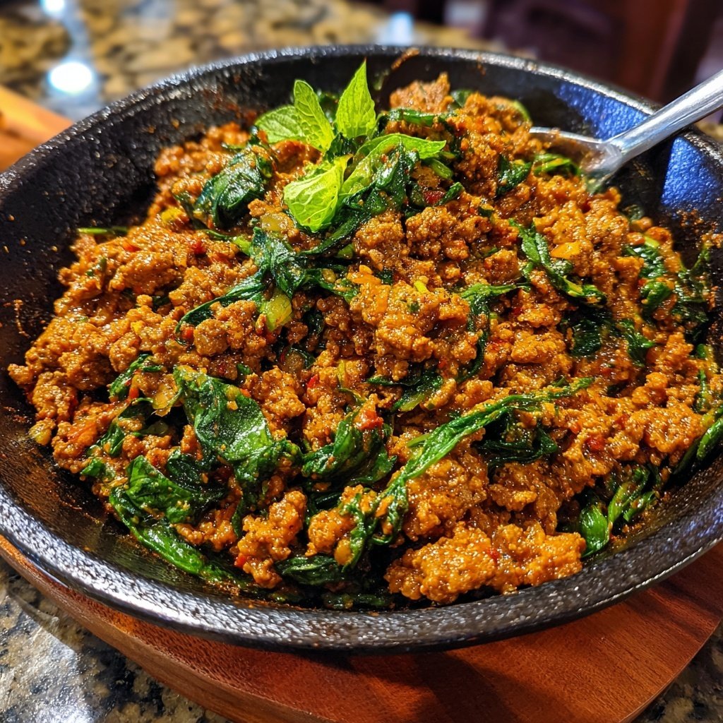 Ground Beef And Spinach Skillet