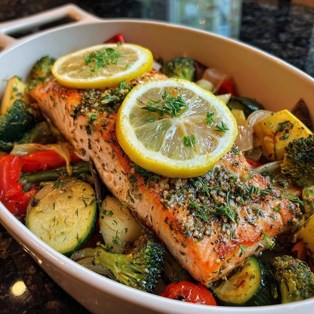 One Pan Salmon With Vegetables