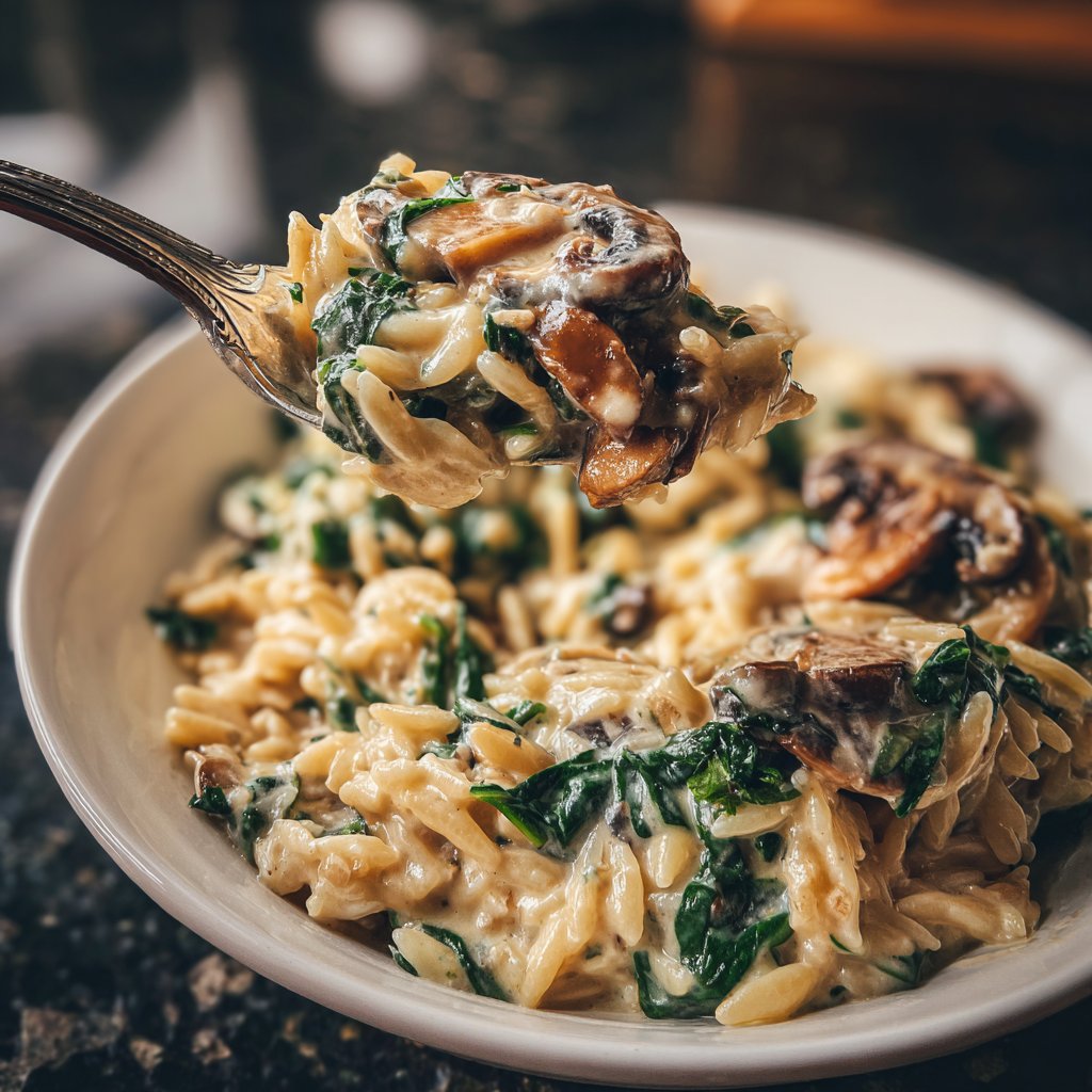 Creamy Mushroom Veggie Orzo