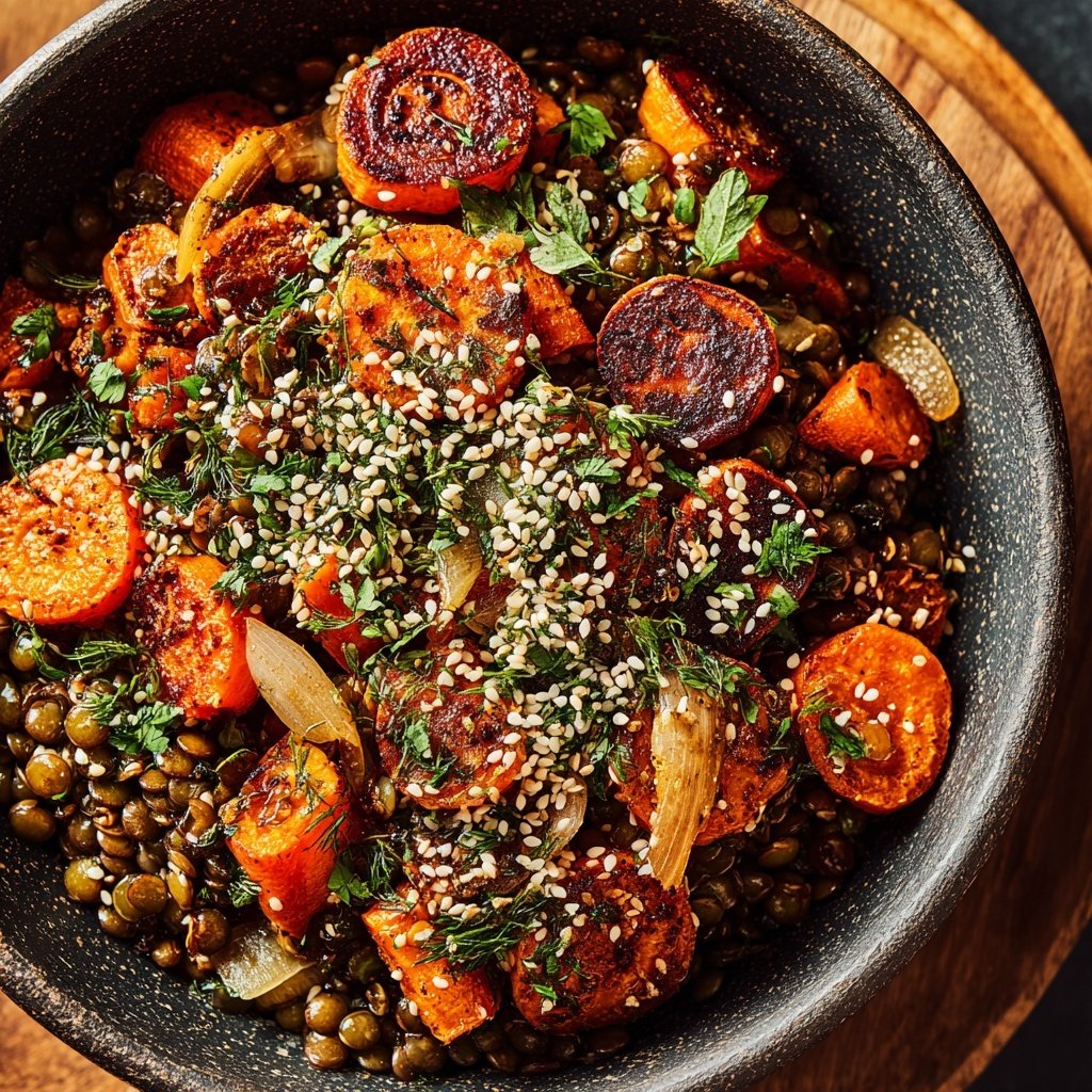 Roasted Carrot Lentil Grain Bowl