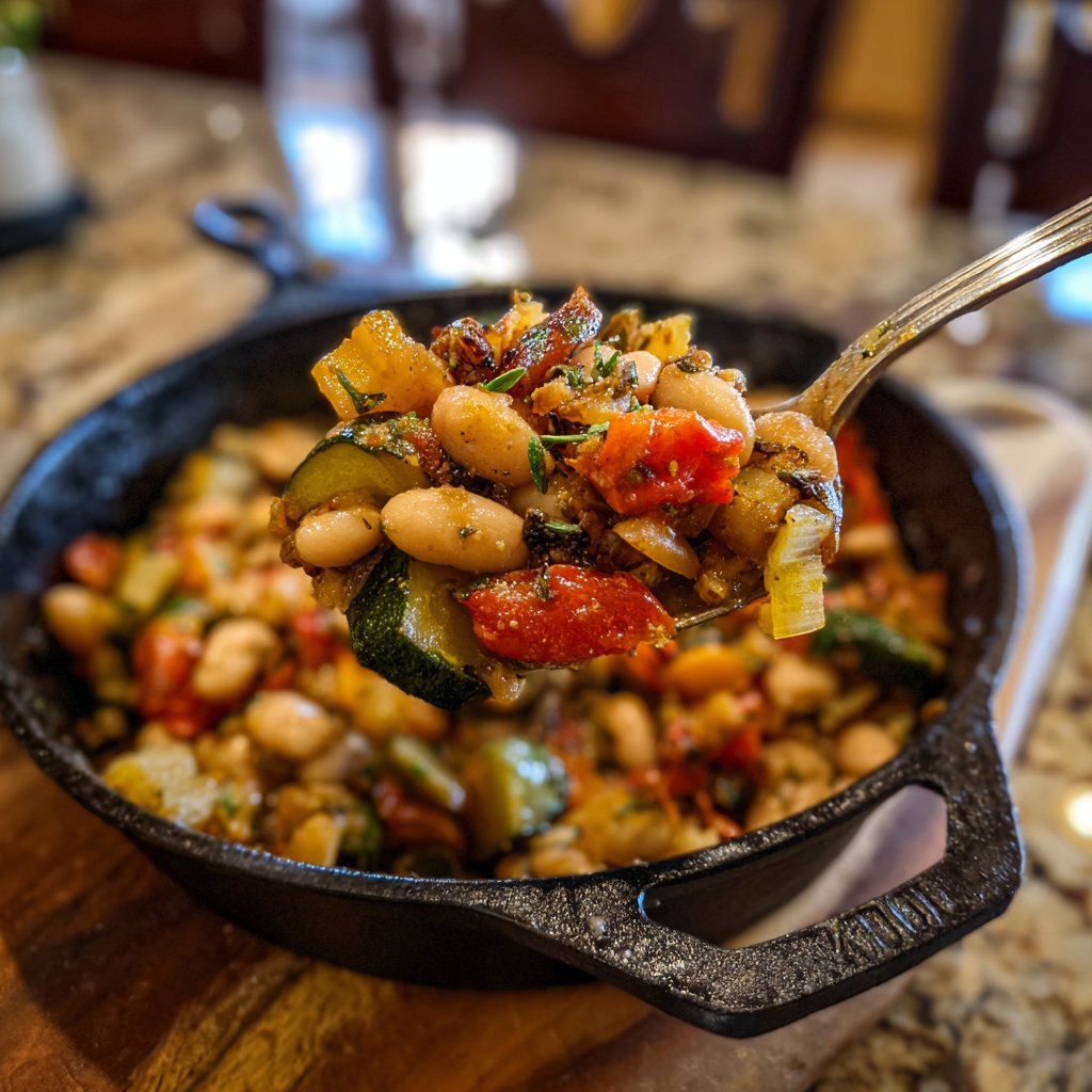 Roasted Veggie White Bean Skillet
