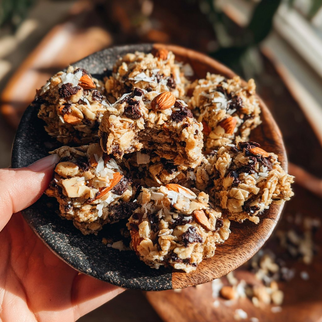 Chocolate Almond Coconut Granola Bites