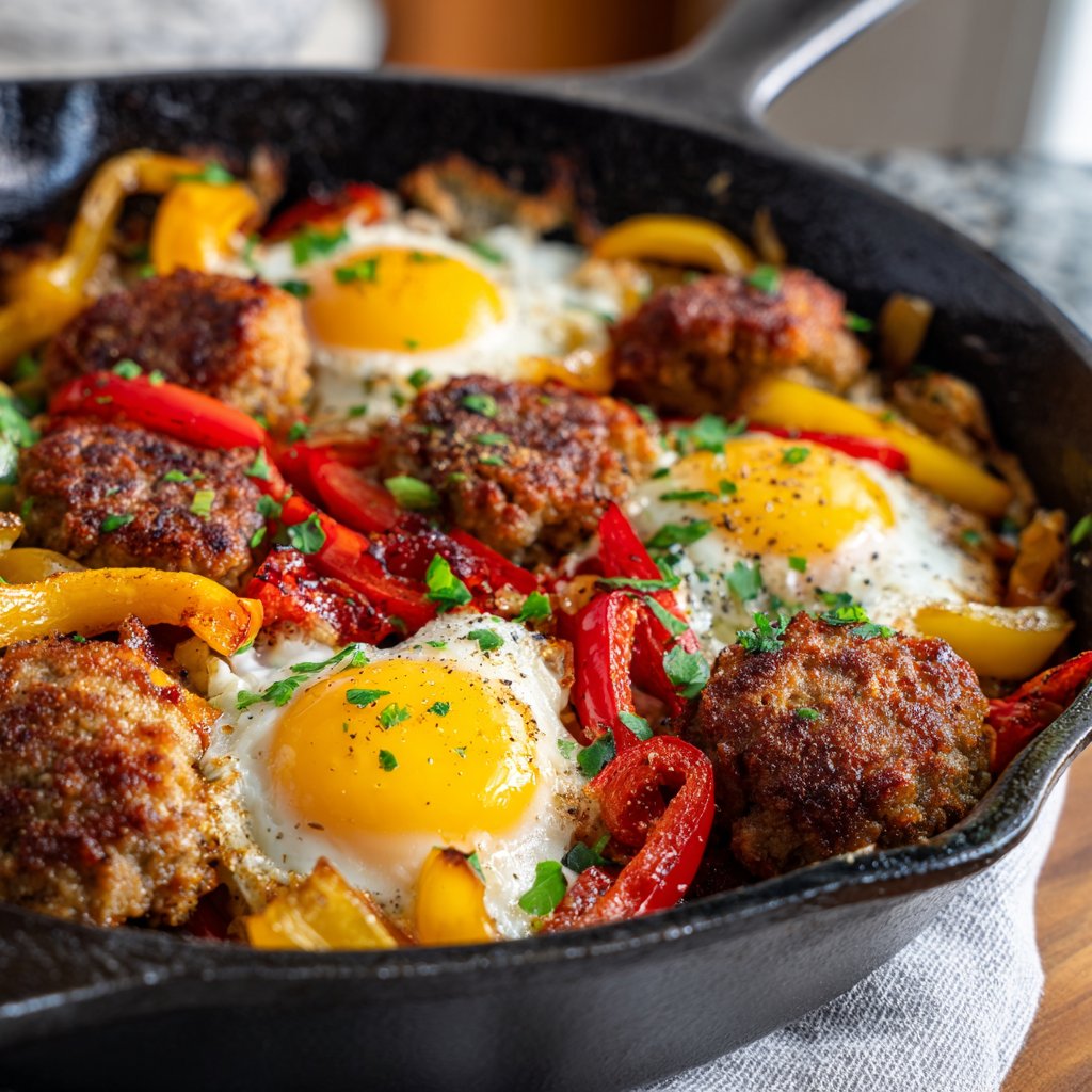 Keto Breakfast Sausage And Egg Skillet